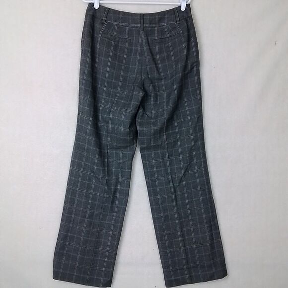 Ann Taylor Womens Pants Gray Plaid Career Slacks sz 6 Curvy Mid Rise Boot Cut - Picture 2 of 11